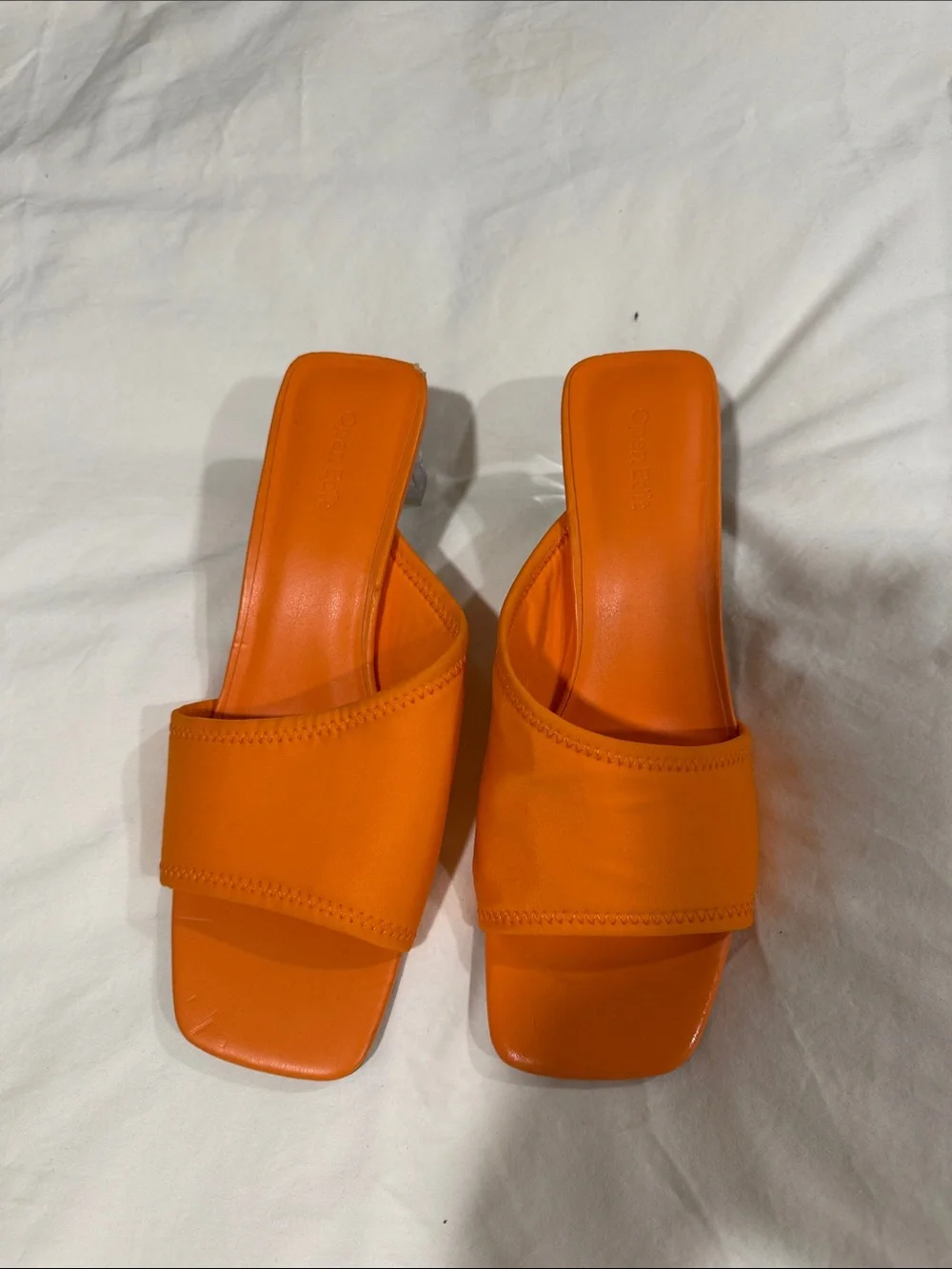 Bold Orange Slide Sandals with Wide Strap